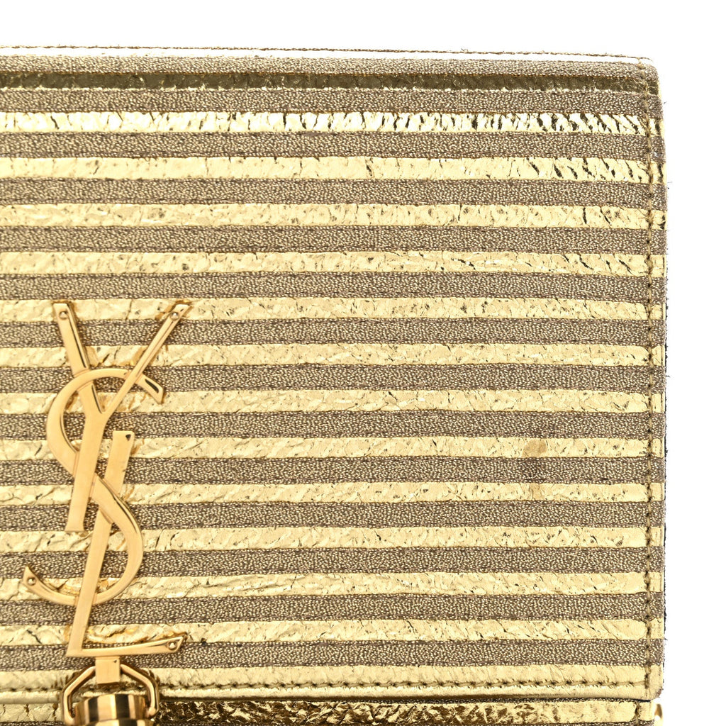 Metallic Goatskin Lambskin Classic Monogram Kate Tassel Chain Wallet Gold
