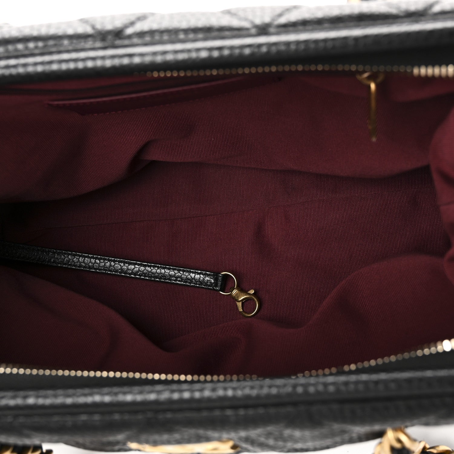 Shiny Caviar Quilted Large Bowling Bag Black