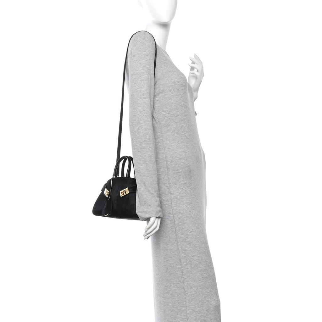 Pony Hair Mini Hug Bag Black