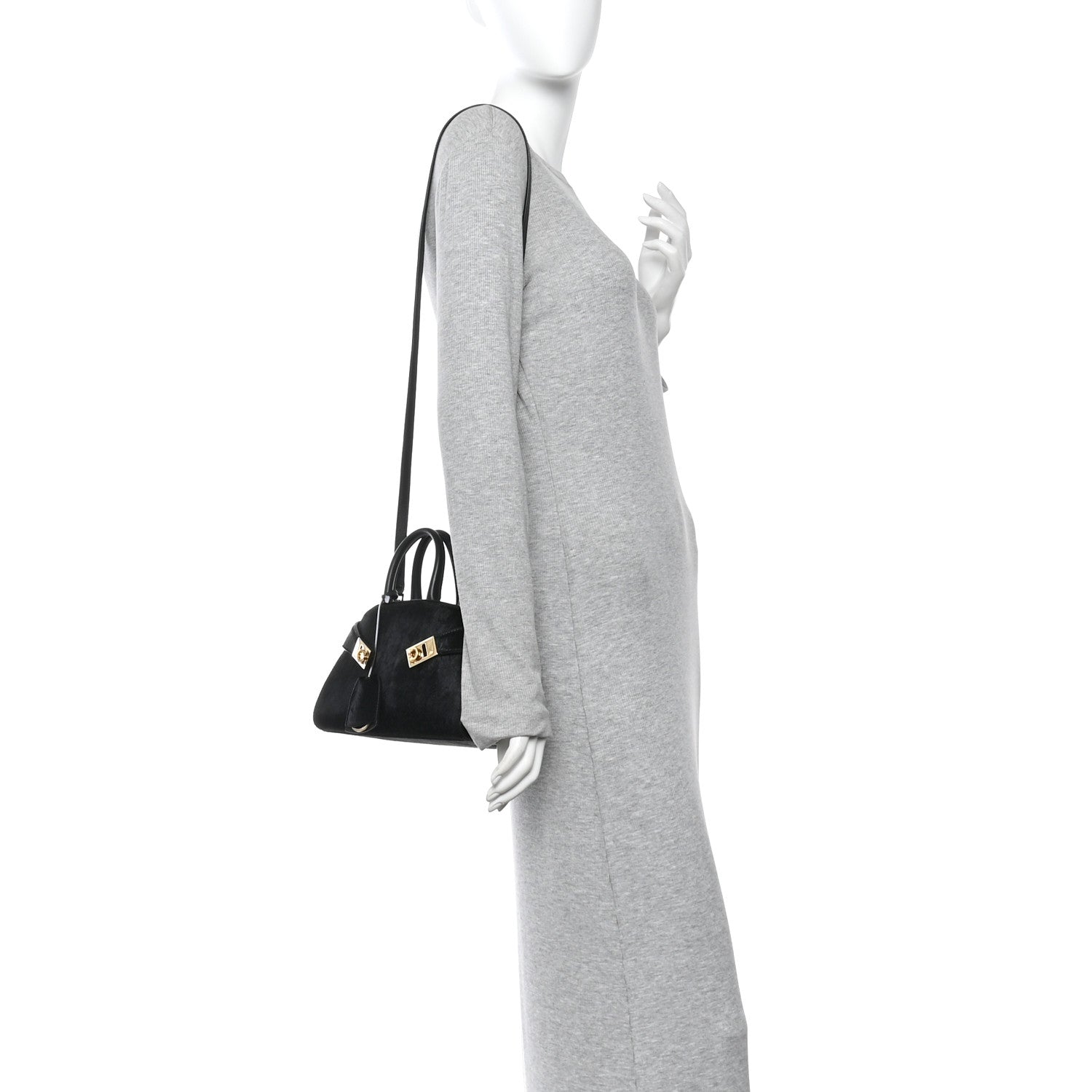 Pony Hair Mini Hug Bag Black