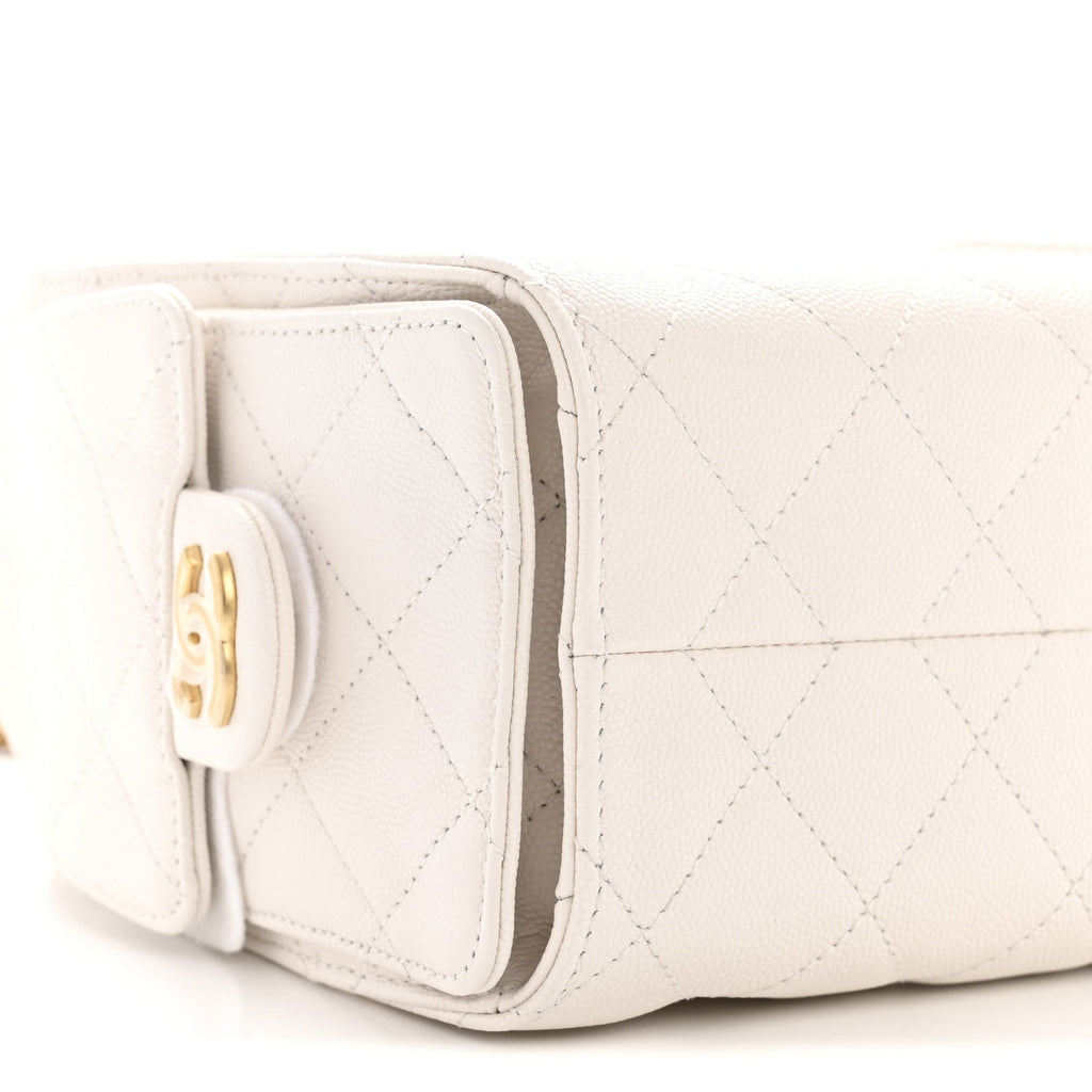 Caviar Quilted Mini Chanel 25 Handbag White