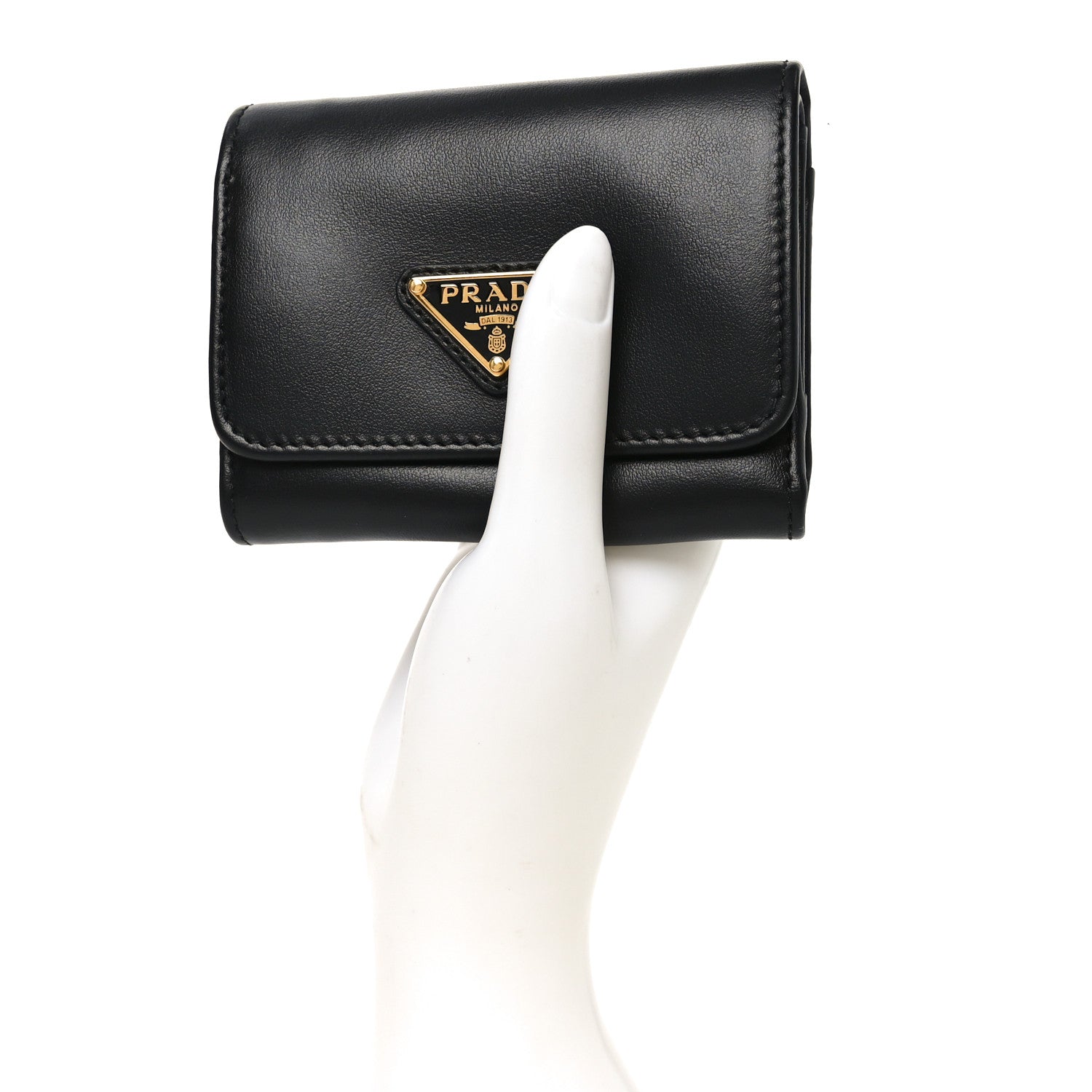 Metal Tri-Fold Compact Wallet Black