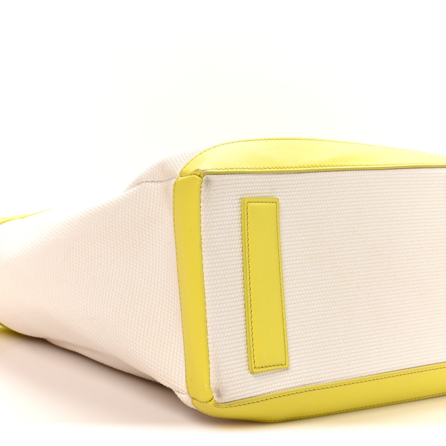 Canvas Calfskin Mini Logo Tote White Yellow