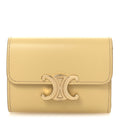 Shiny Calfskin Compact Triomphe Wallet With Coin Purse Pollen