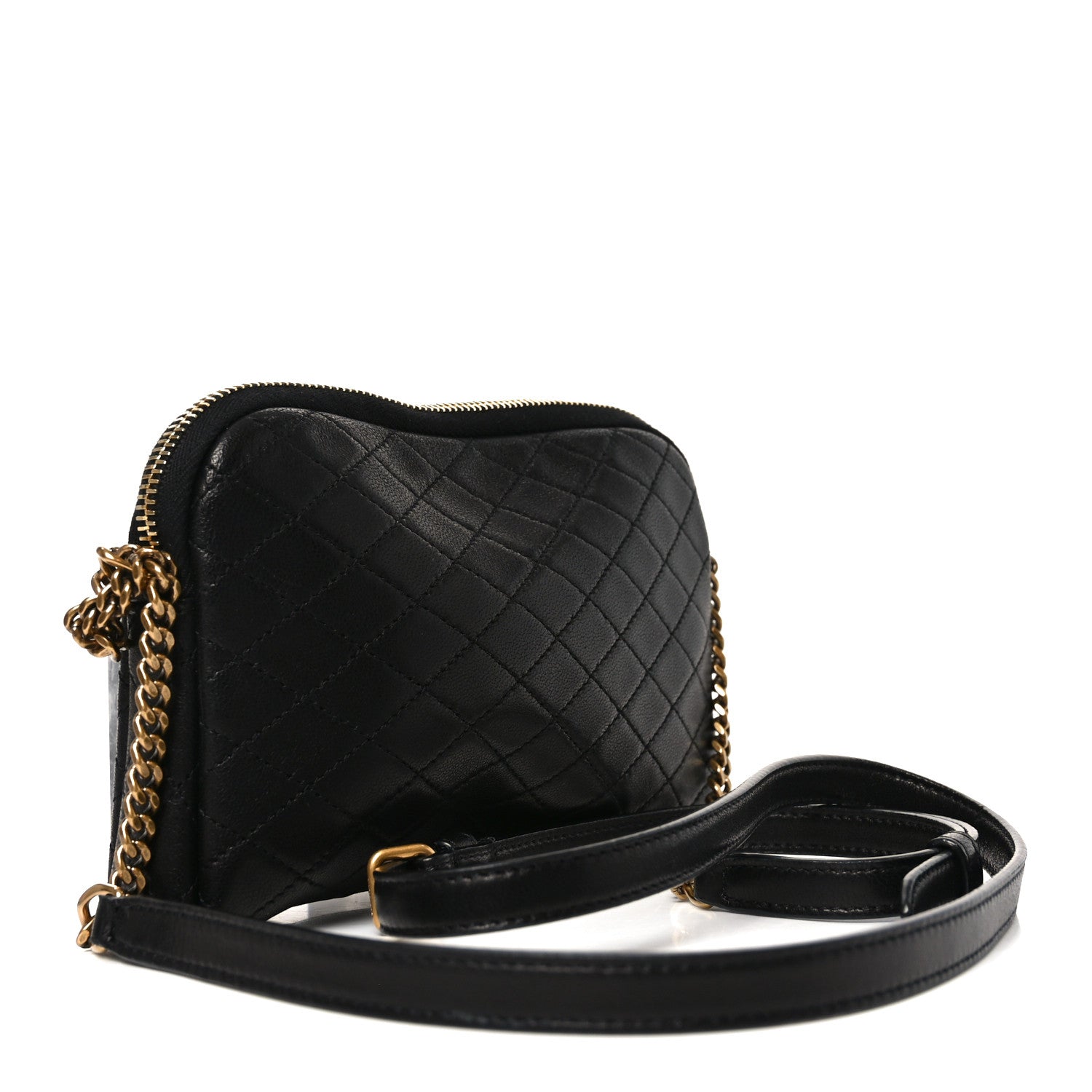 Lambskin Quilted Gaby Zipped Pouch Black