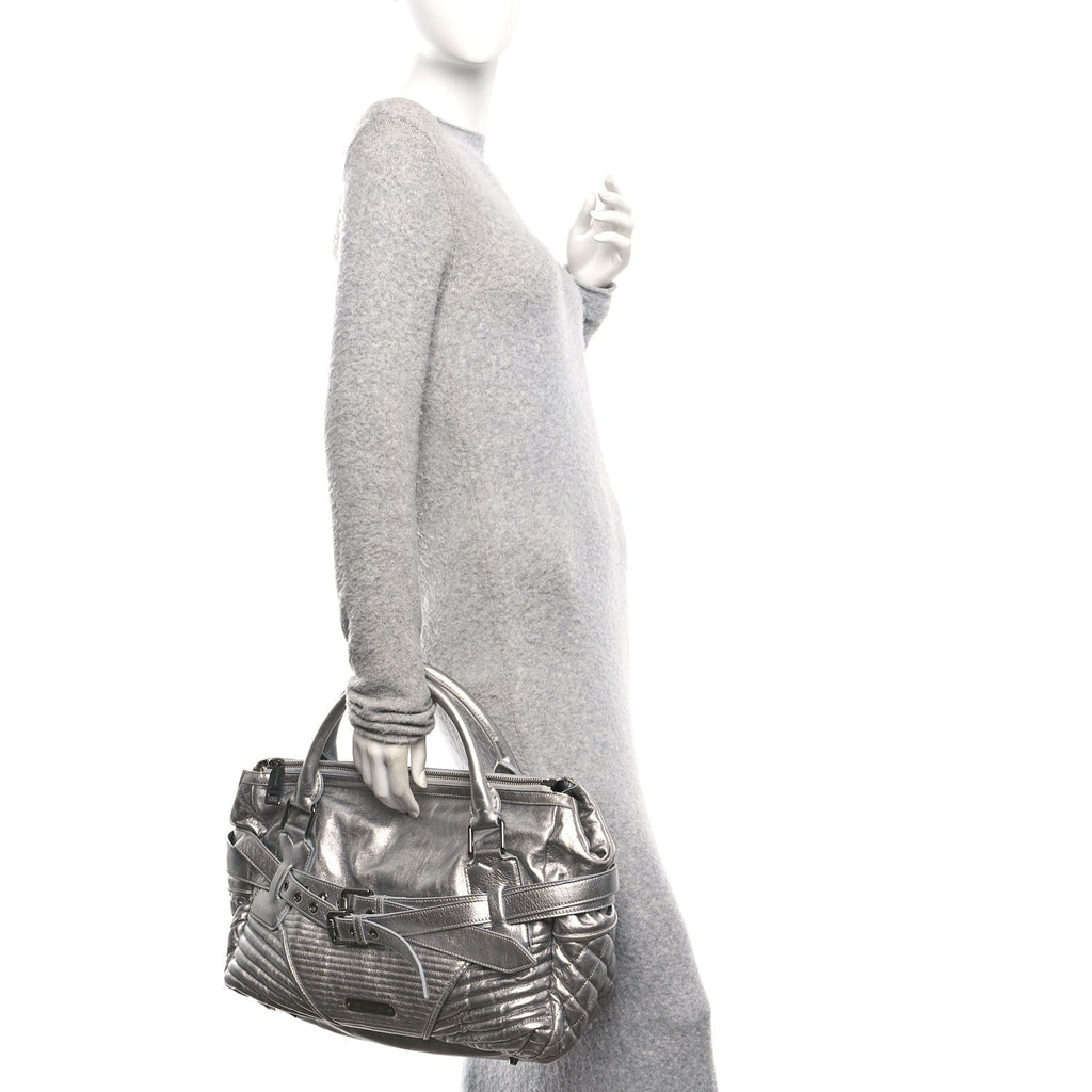 Metallic Calfskin Winnieford Satchel Silver