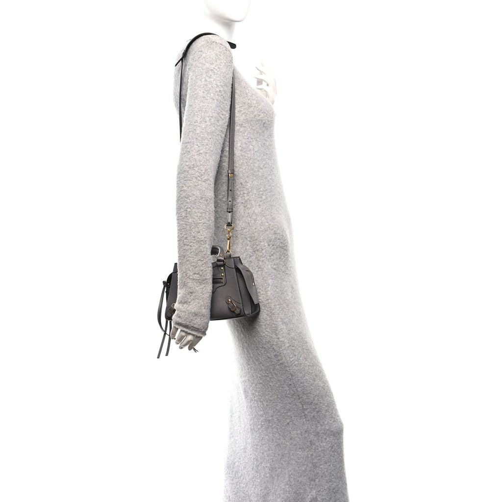 Grained Calfskin Neo Classic Gold Hardware Mini City Dark Grey
