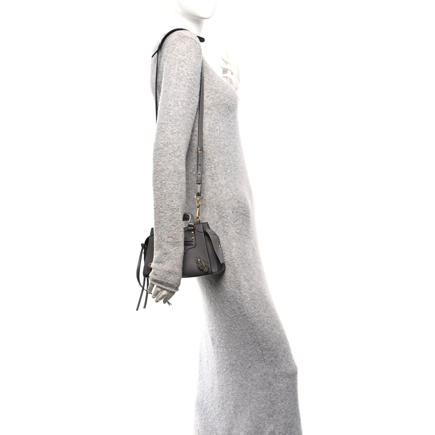 Grained Calfskin Neo Classic Gold Hardware Mini City Dark Grey