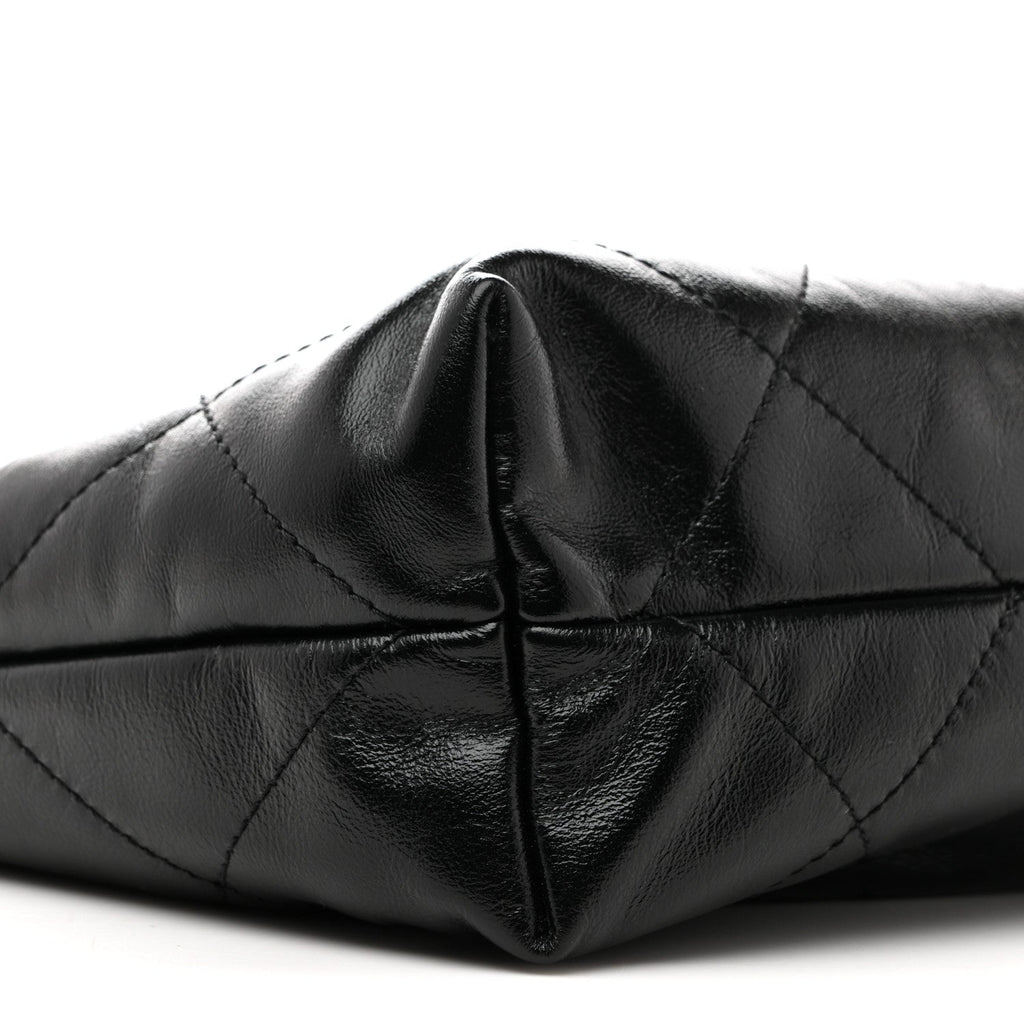 Shiny Calfskin Quilted Small Chanel 22 Black