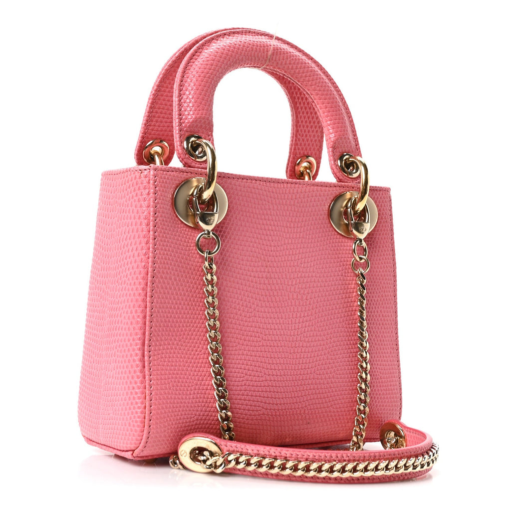 Lizard Mini Lady Dior Pink