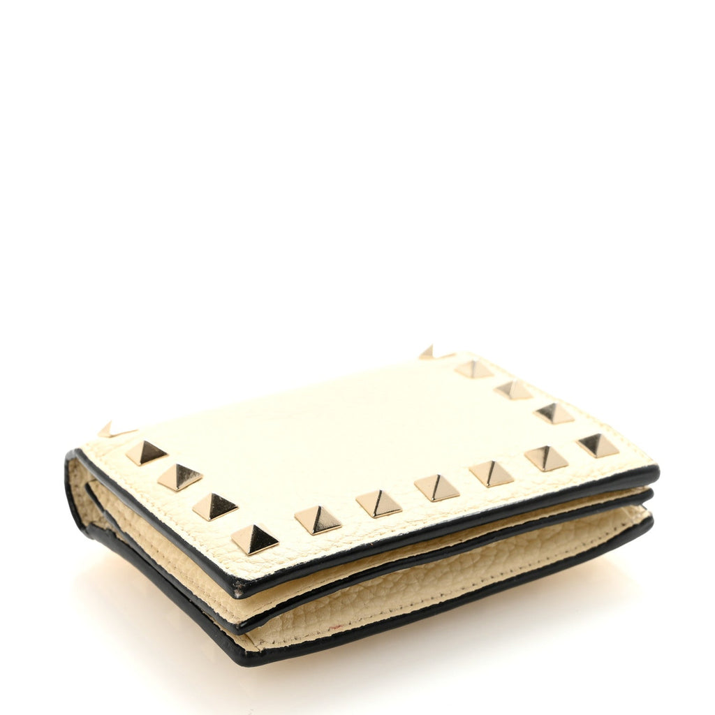 Calfskin Rockstud Bi-Fold  Holder Ivory