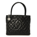 Caviar Quilted Medallion Tote Black
