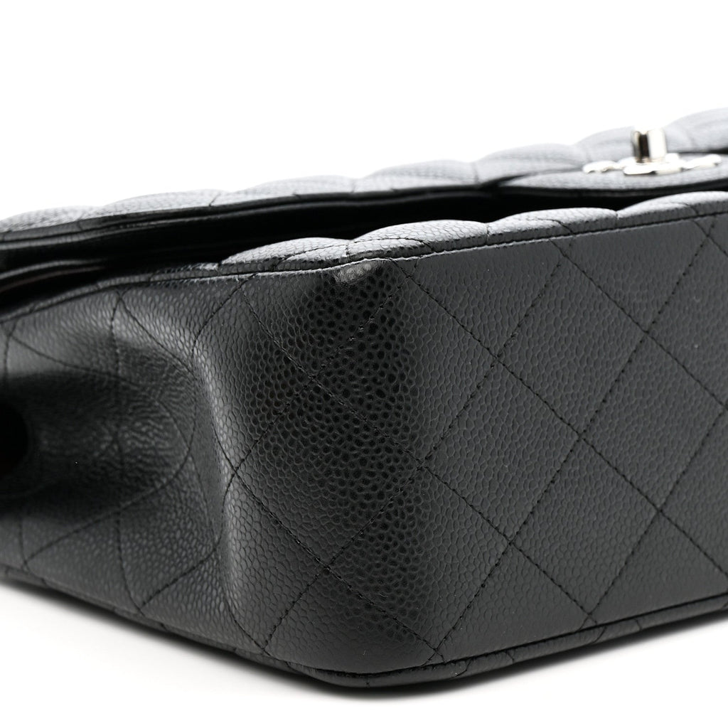 Caviar Quilted Jumbo Double Flap Black