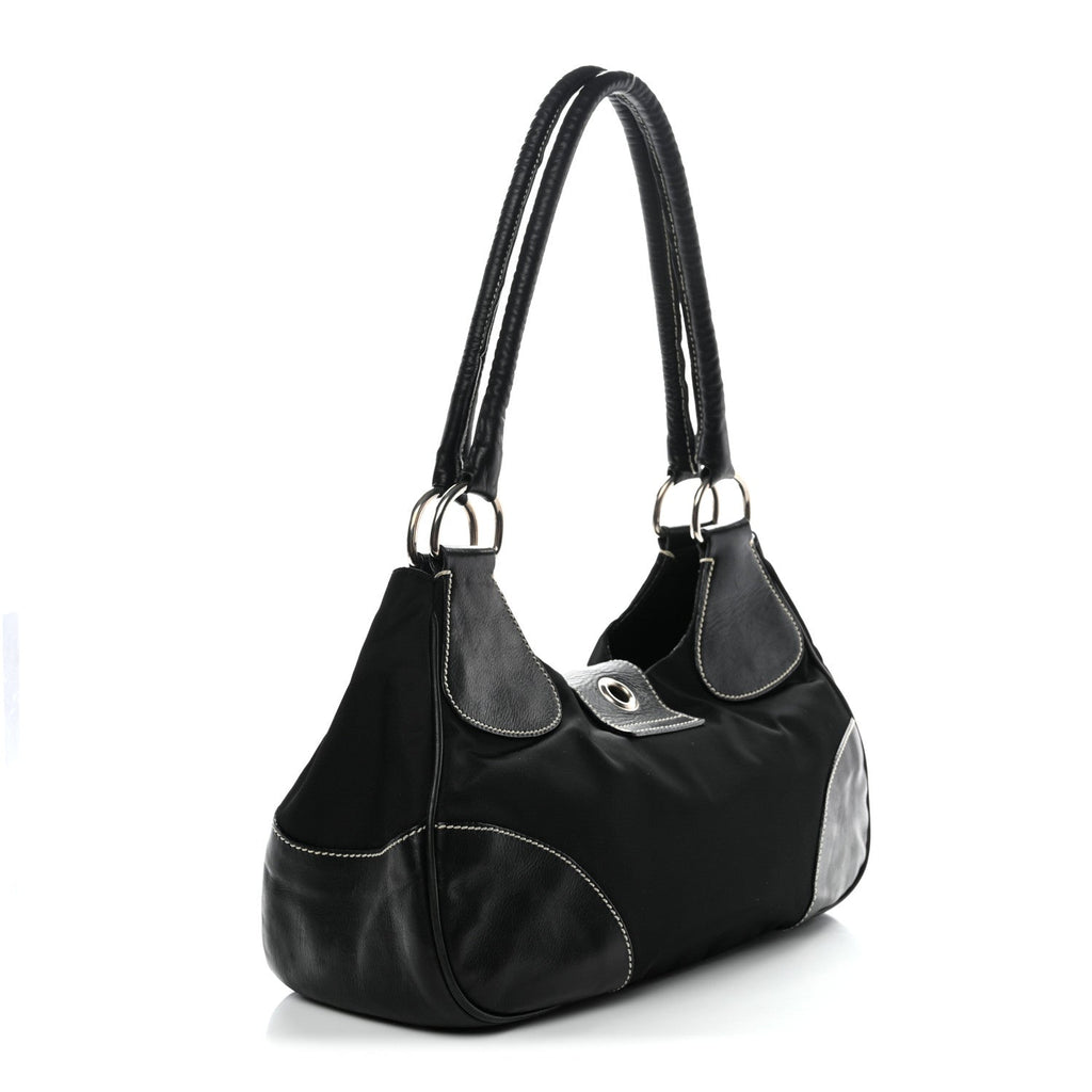 Tessuto Nylon Moon Shoulder Bag Black