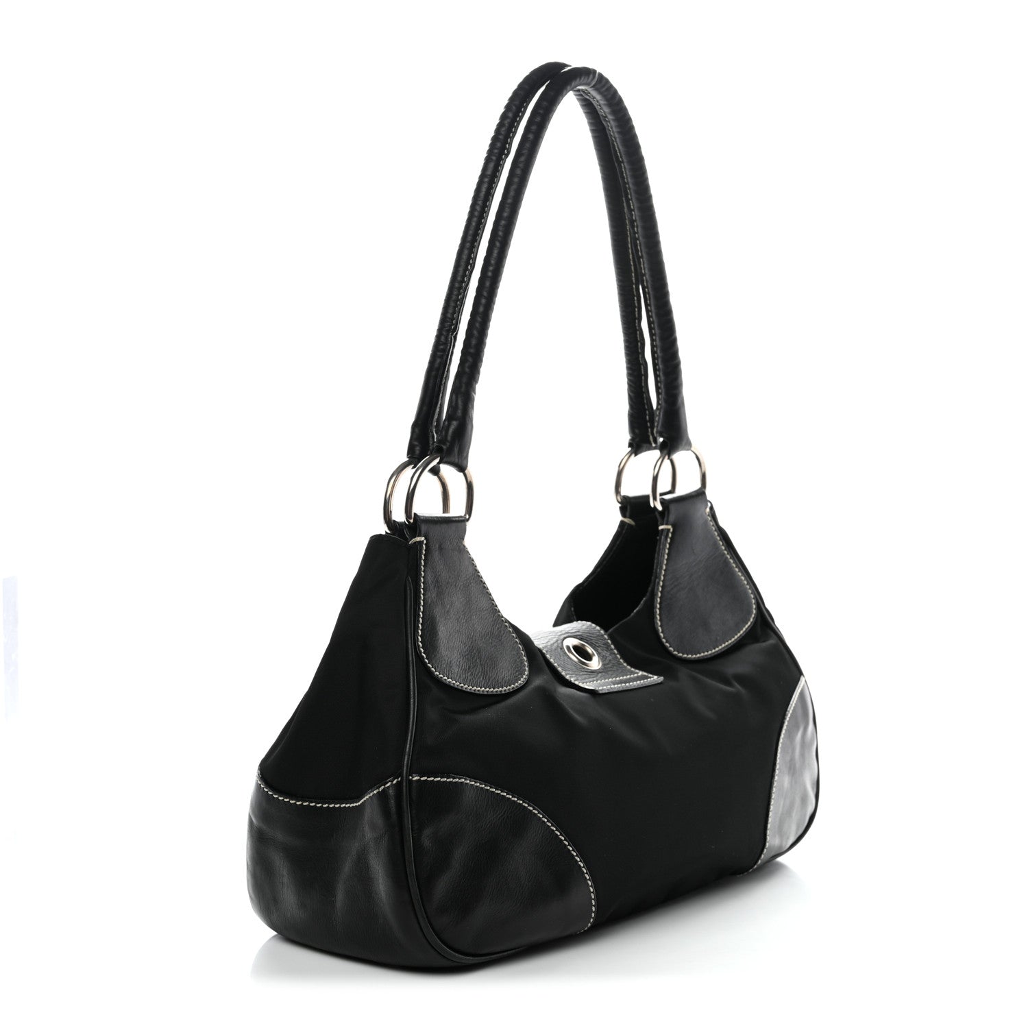 Tessuto Nylon Moon Shoulder Bag Black