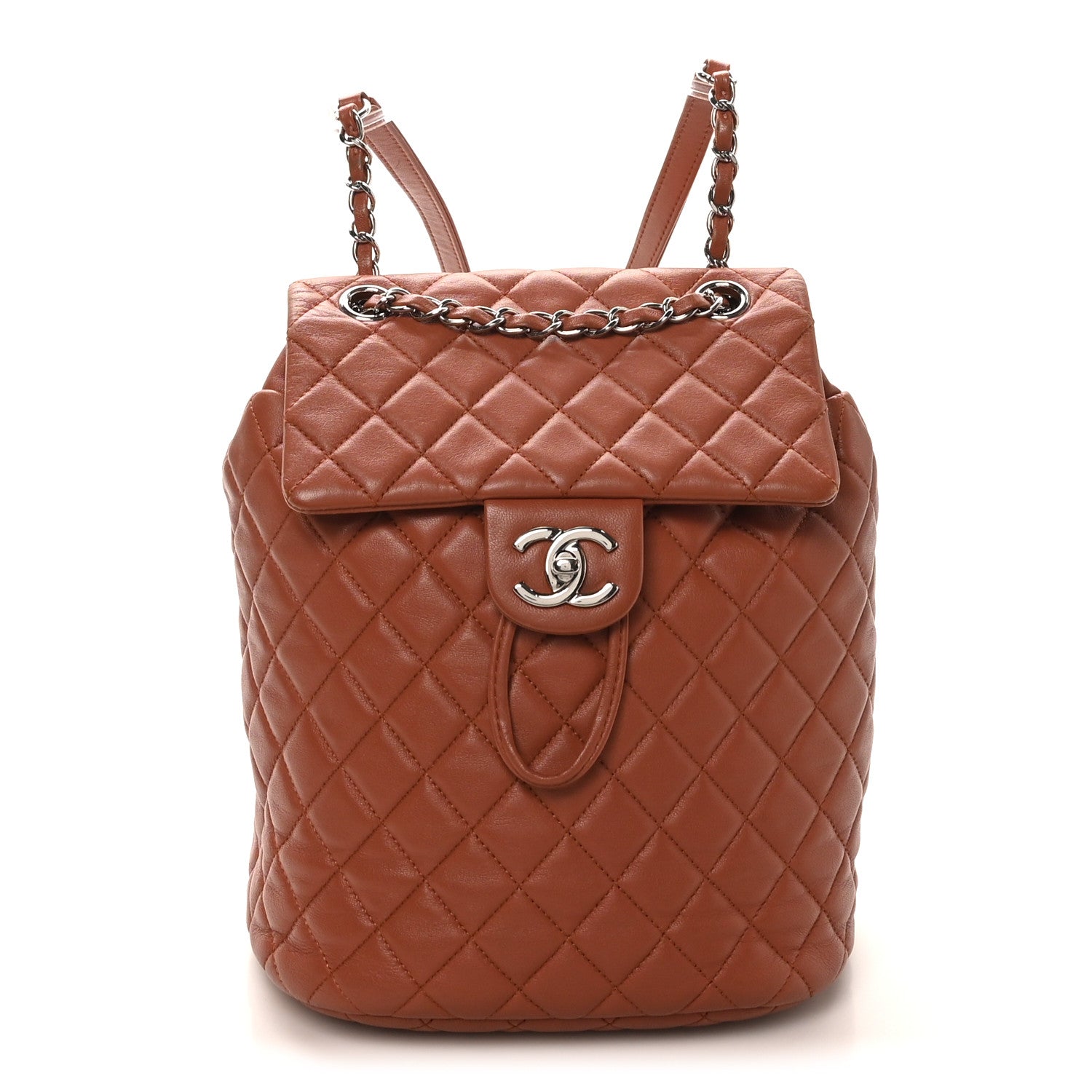 Lambskin Quilted Small Urban Spirit Backpack Brown