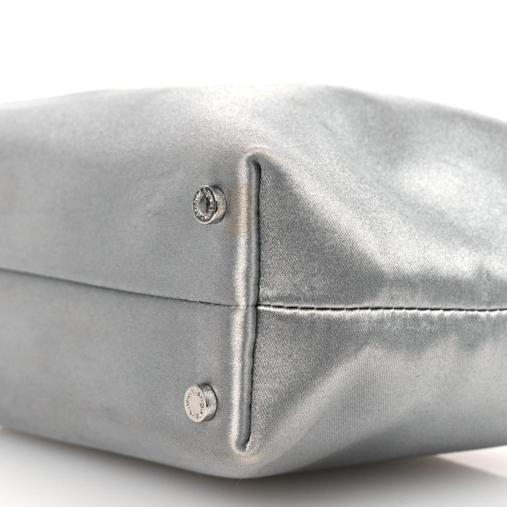 Satin Crystal Heiress Pouch Silver