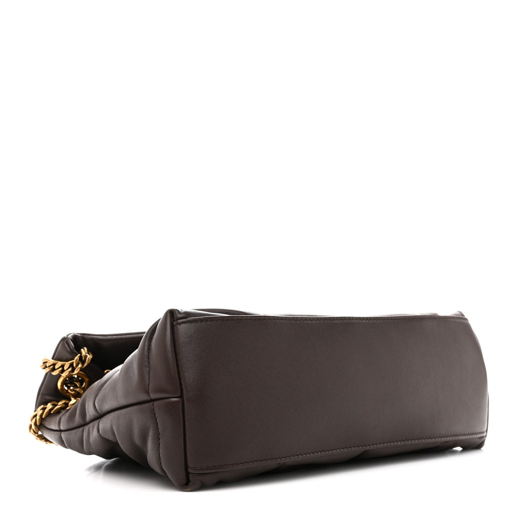 Lambskin Quilted Small Loulou Puffer Monogram Chain Satchel Dark Ganache