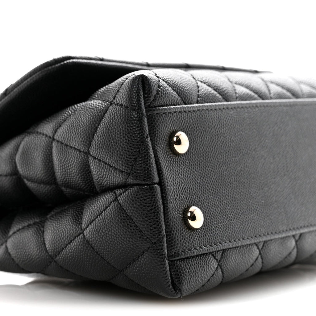 Caviar Quilted Mini Coco Handle Flap Black