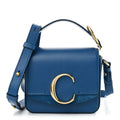 Shiny Calfskin Suede Mini C Bag Smoky Blue
