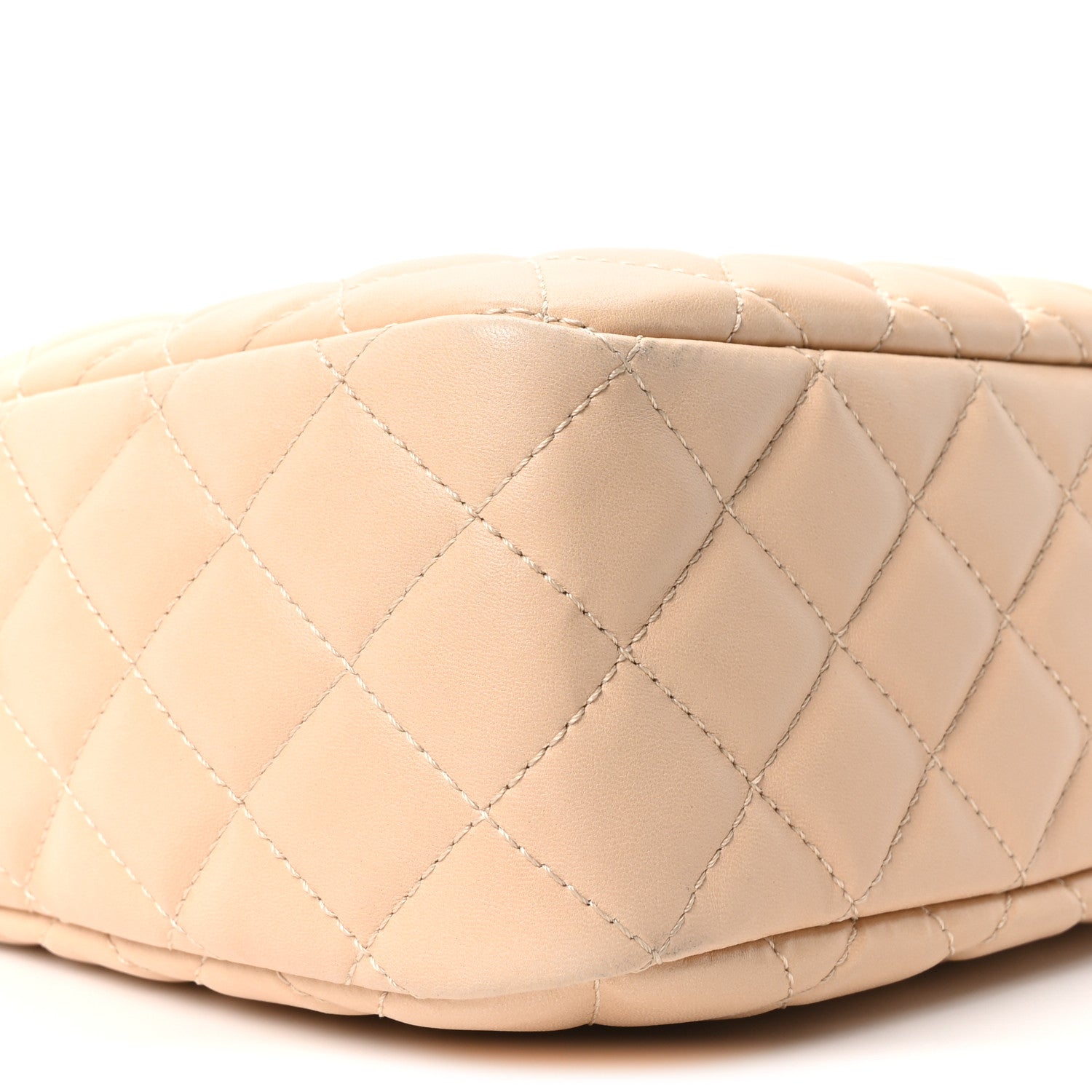 Shiny Lambskin Quilted Medium Camera Case Beige