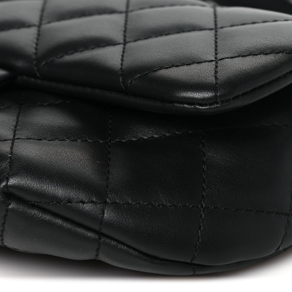 Calfskin Quilted CC Uniform Flap Belt Bag Black