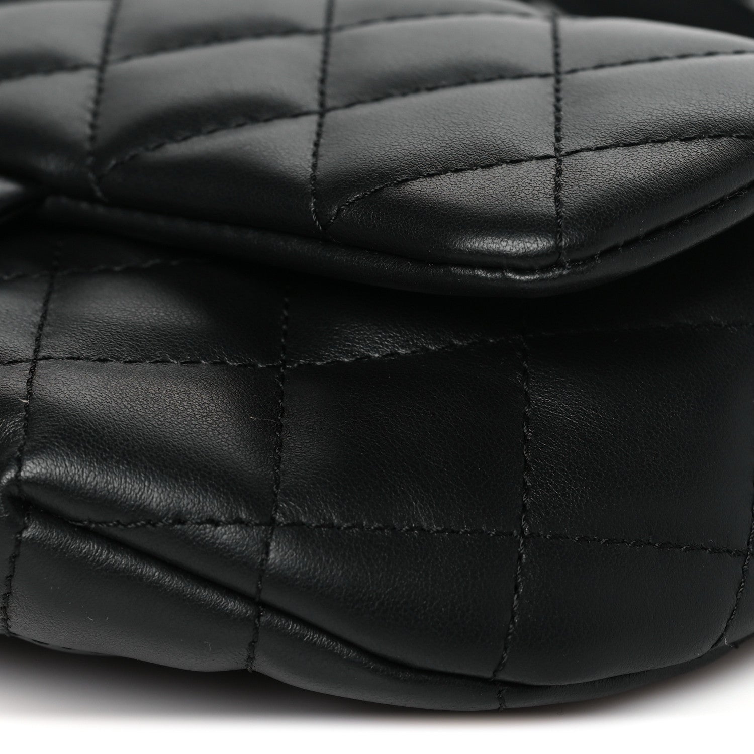 Calfskin Quilted CC Uniform Flap Belt Bag Black