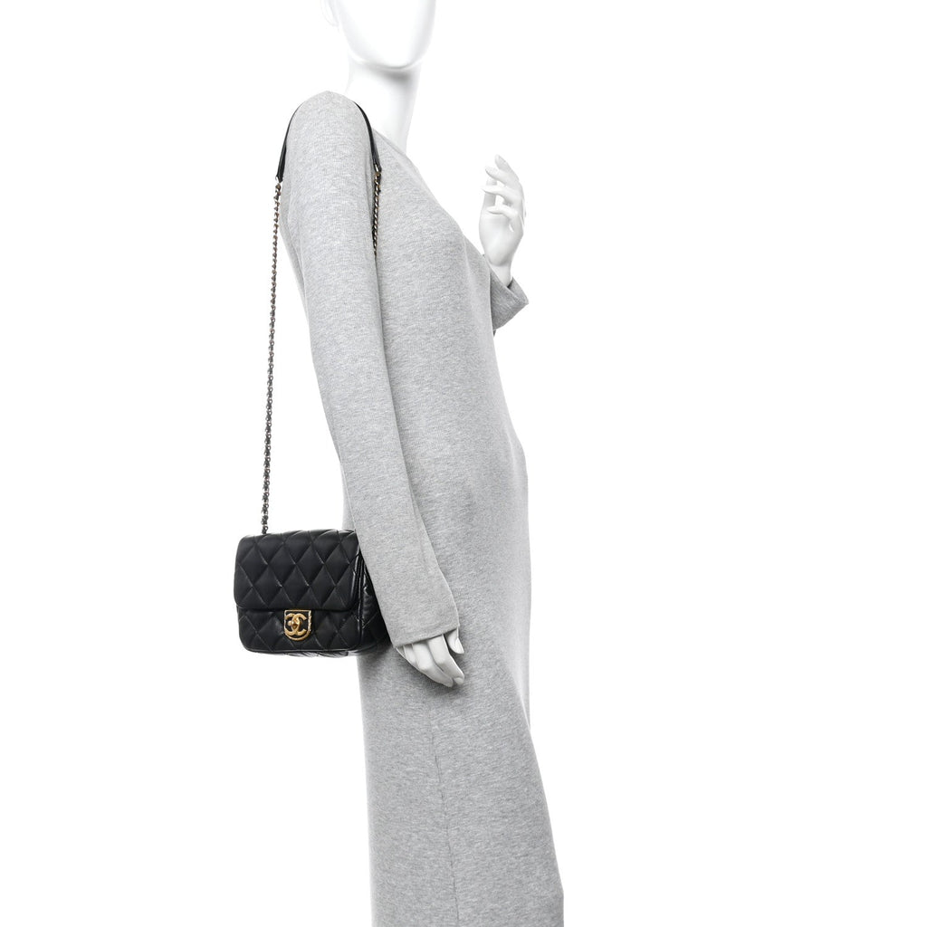 Lambskin Quilted Mini Flap Black