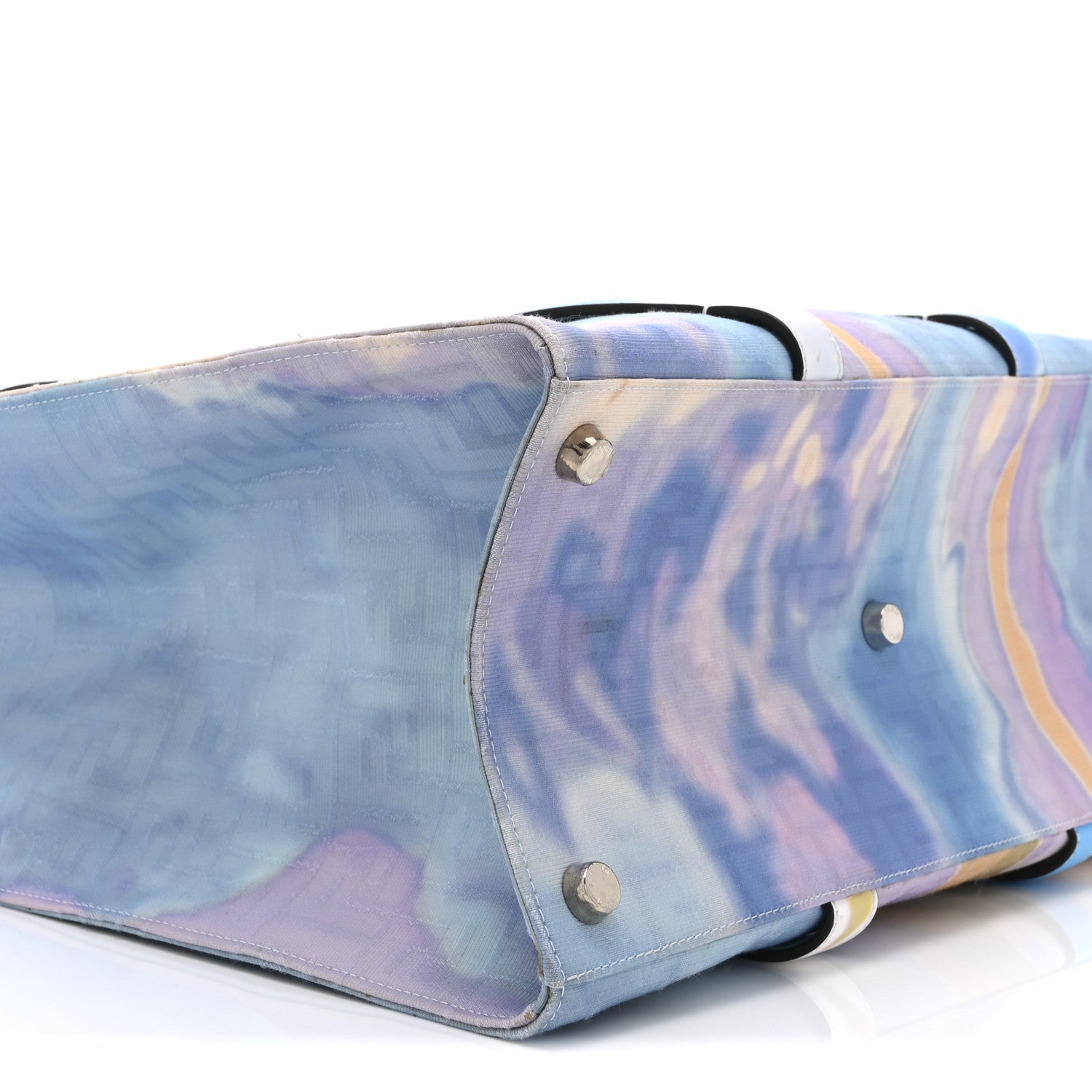 Fabric Jacquard FF Tie Dye Sunset Large Shopping Tote Light Blue Black