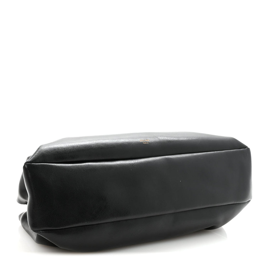 Smooth Calfskin Eyelet Small Top Handle Bag Black