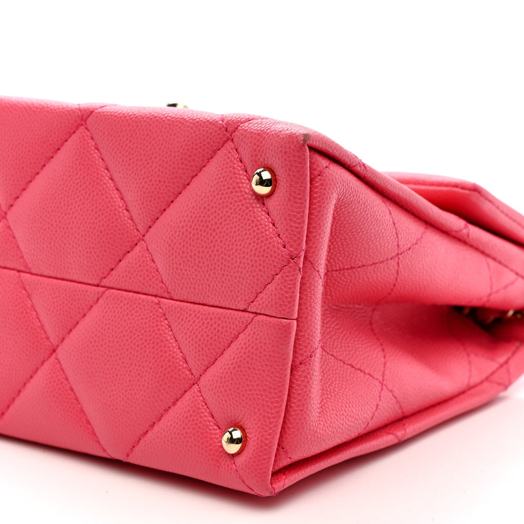 Caviar Quilted Mini Retro Twist Top Handle Flap Pink