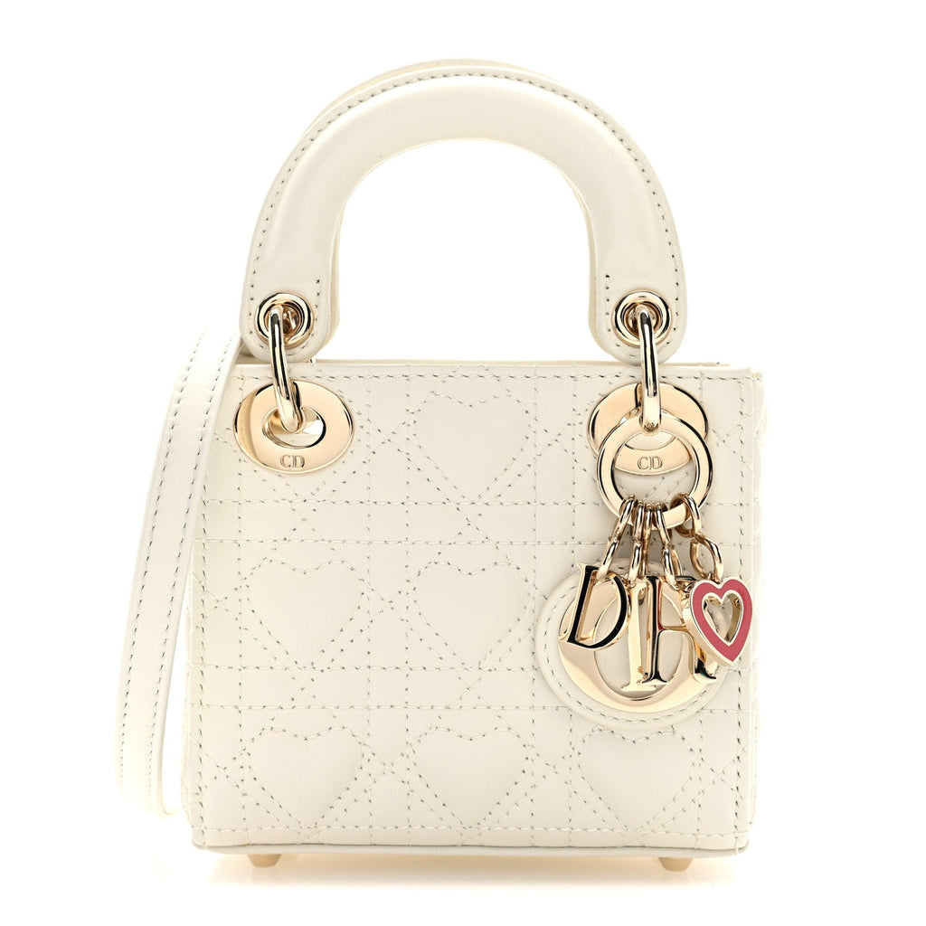 Calfskin Cannage Dioramour Micro Lady Dior Dior White