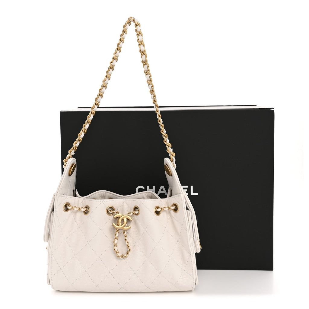 Caviar Quilted Mini Chanel 25 Handbag White