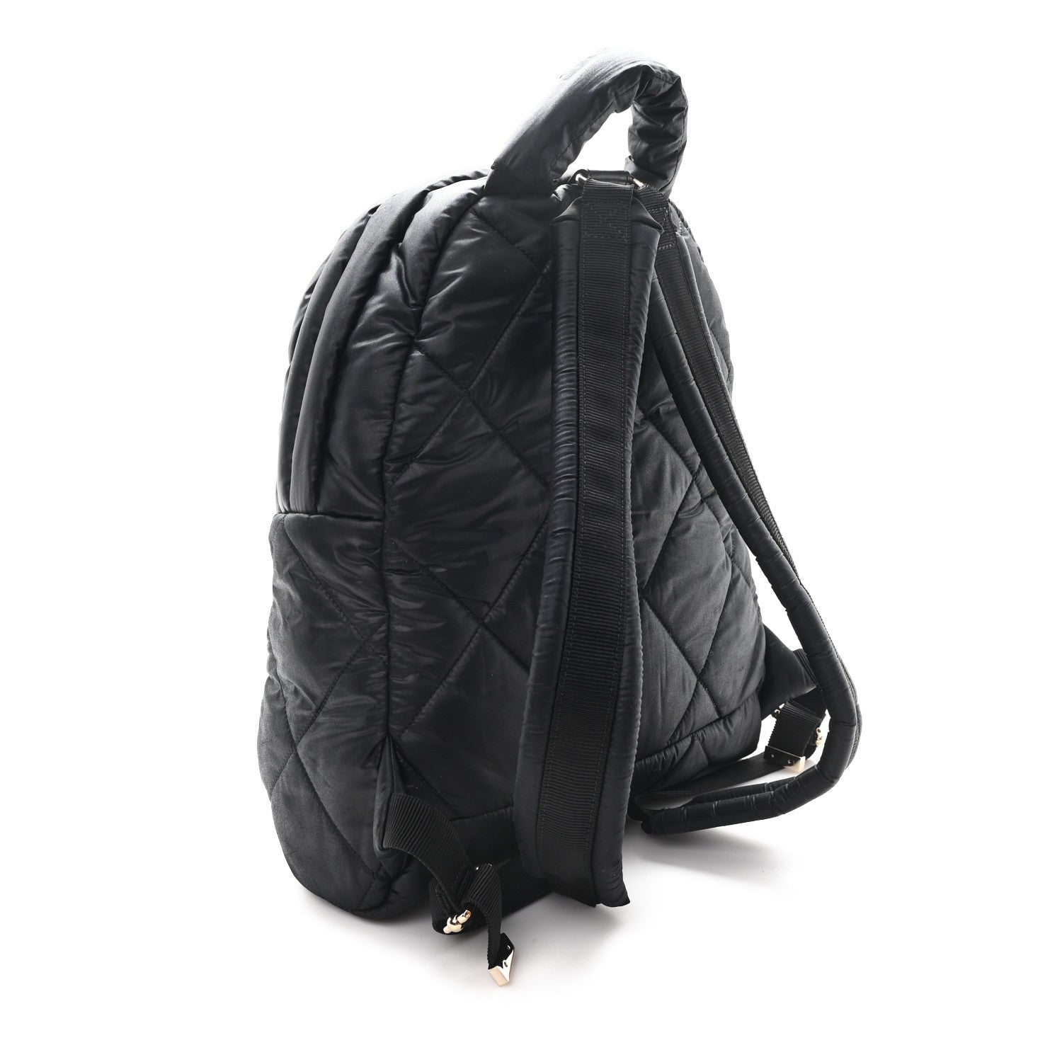 Nylon Tweed Quilted Small Coco Neige Snowflake Backpack Black