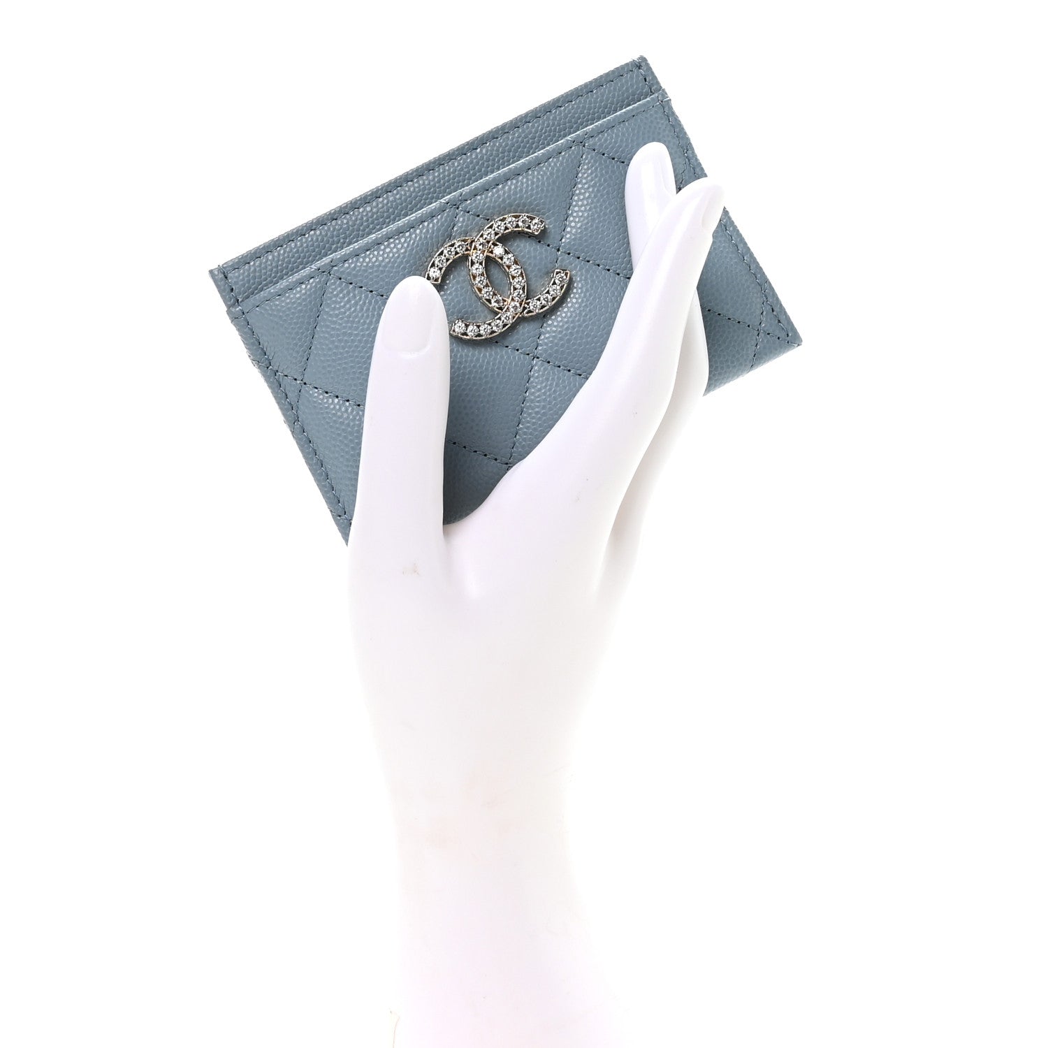 Caviar Quilted Crystal  Holder Light Blue