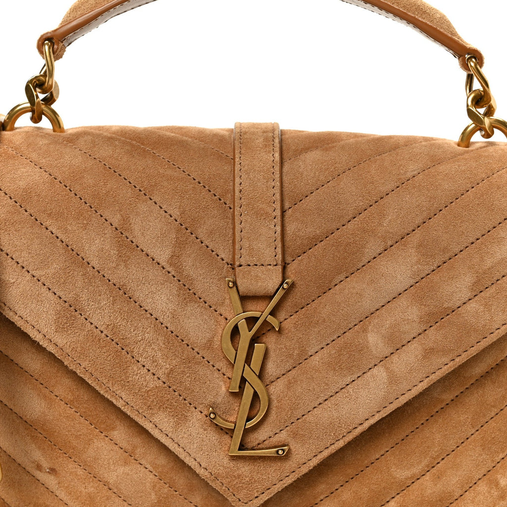 Suede Matelasse Chevron Monogram Medium College Bag Cinnamon