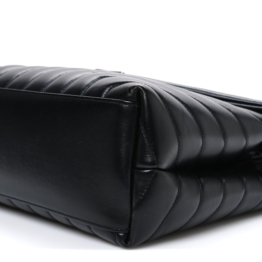 Calfskin Y Quilted Monogram Medium Loulou Chain Satchel Black
