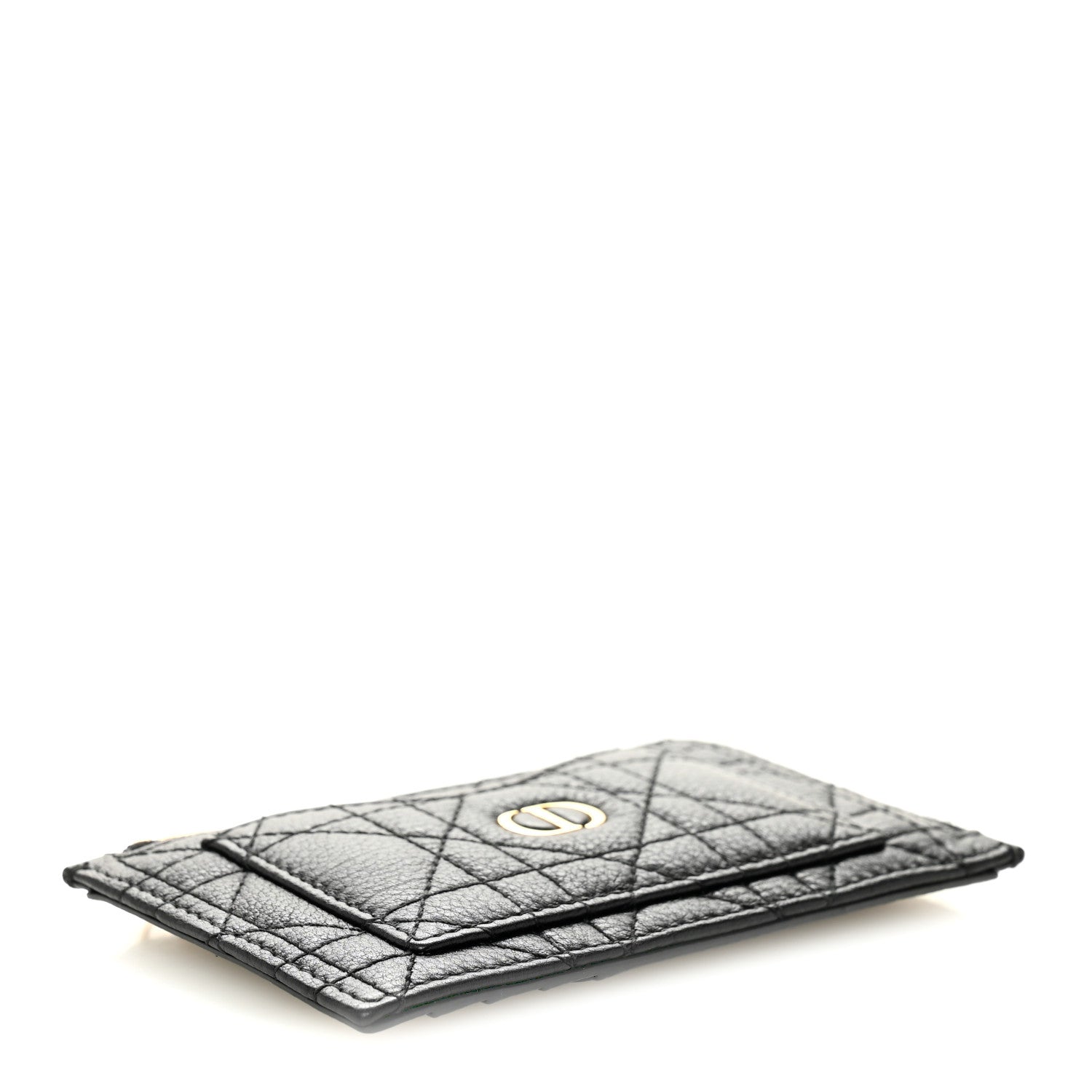 Supple Calfskin Cannage Caro Cosmos Zipped  Holder Black