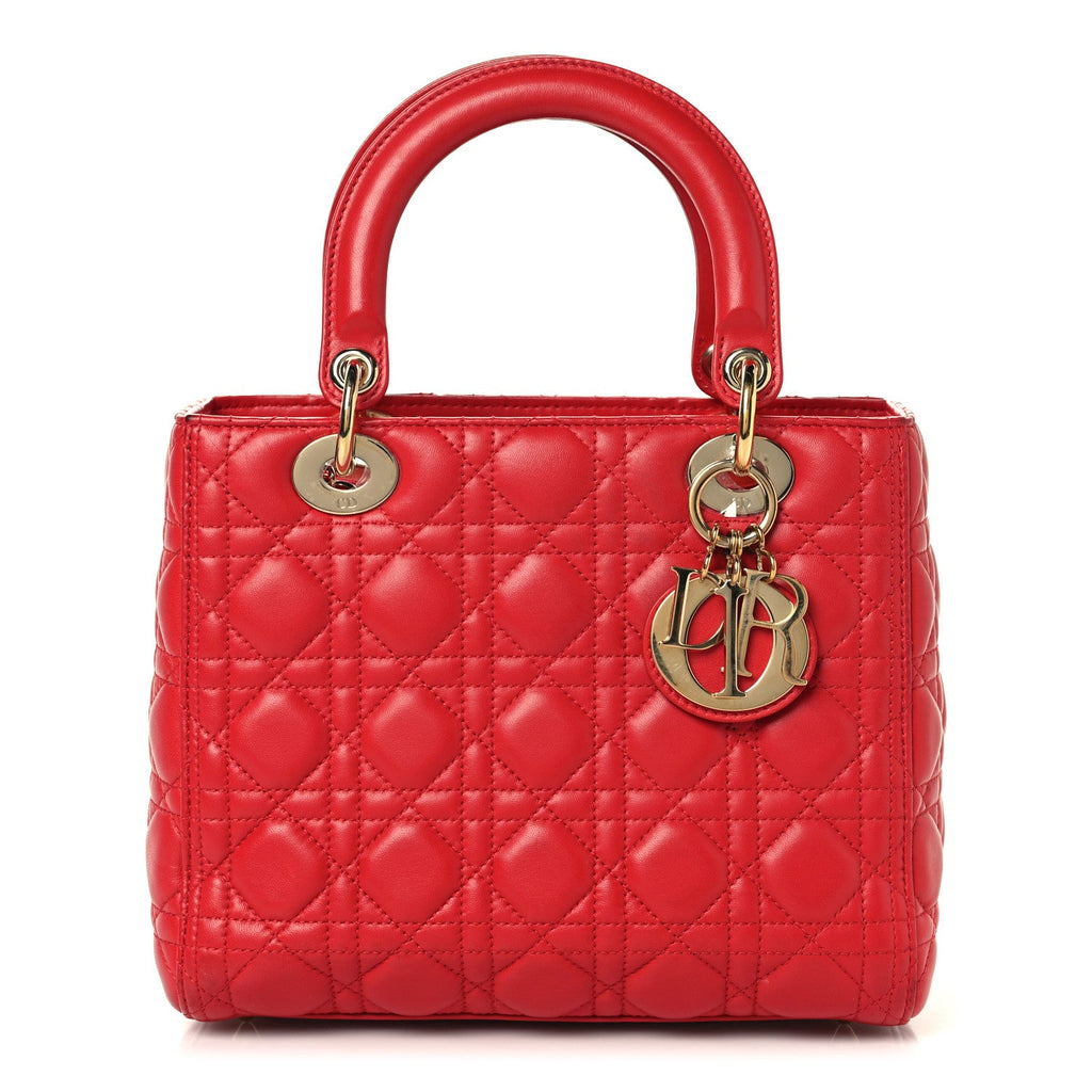 Lambskin Cannage Medium Lady Dior Red