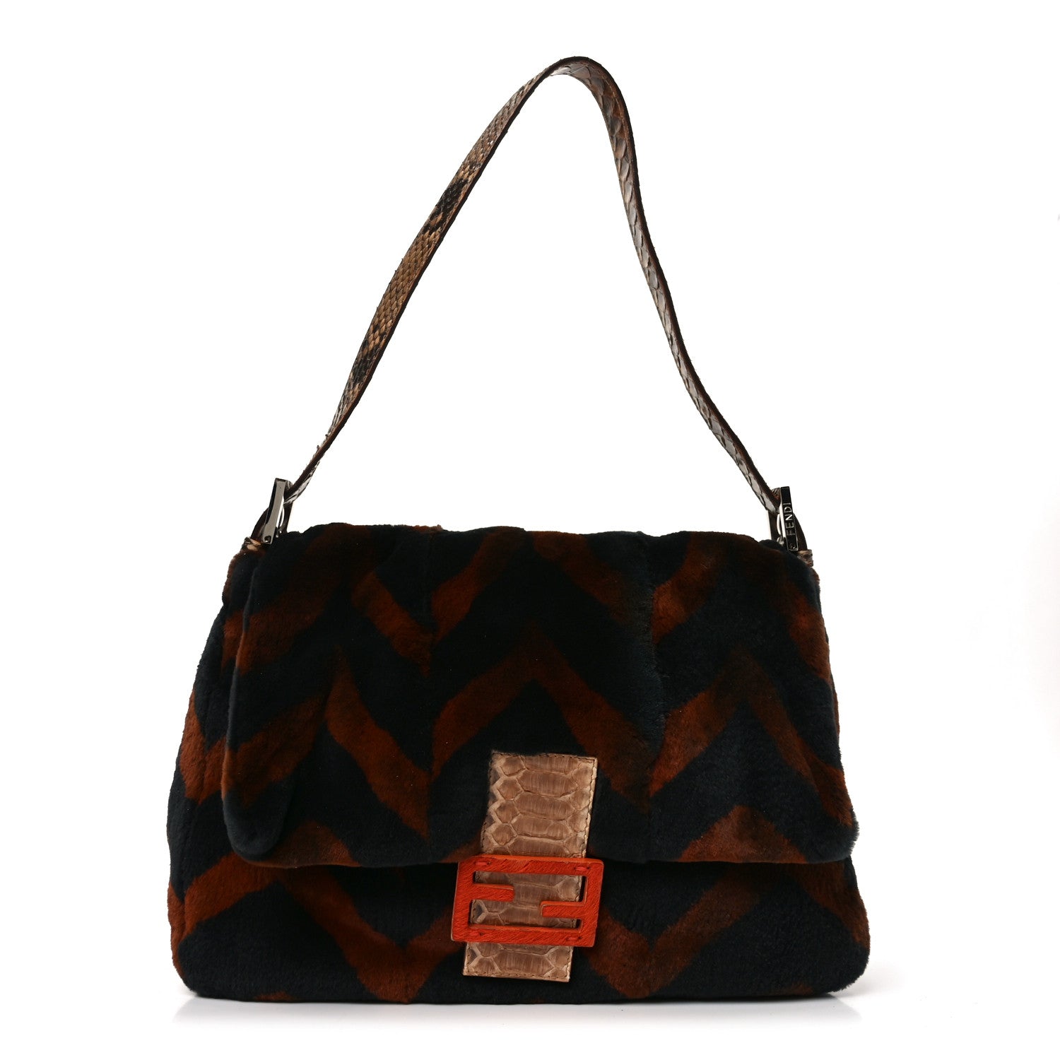 Mink Snakeskin Chevron Mama Baguette