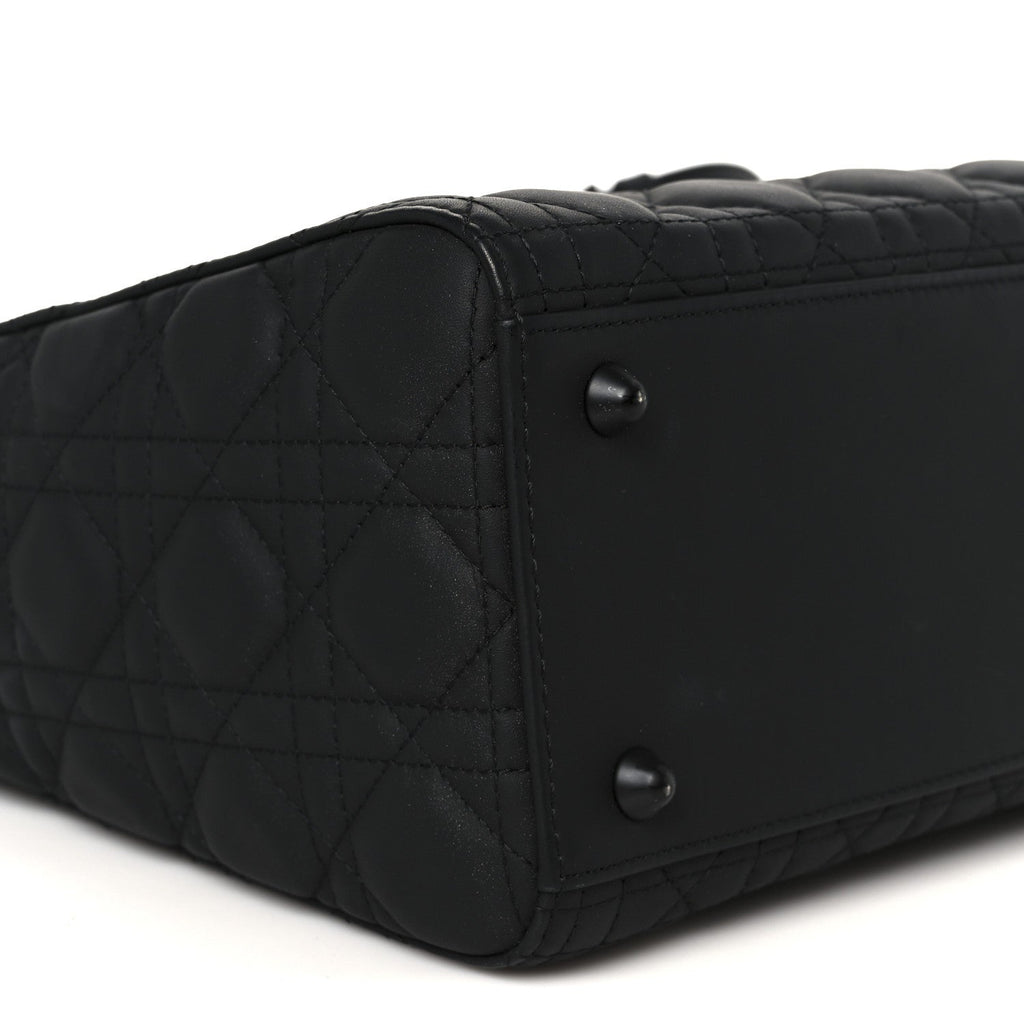 Ultra Matte Calfskin Cannage Large Lady Dior Black