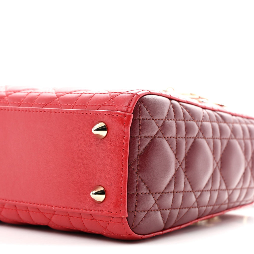 Lambskin Cannage Small Bi-Color Lady Dior Rouge Multicolor