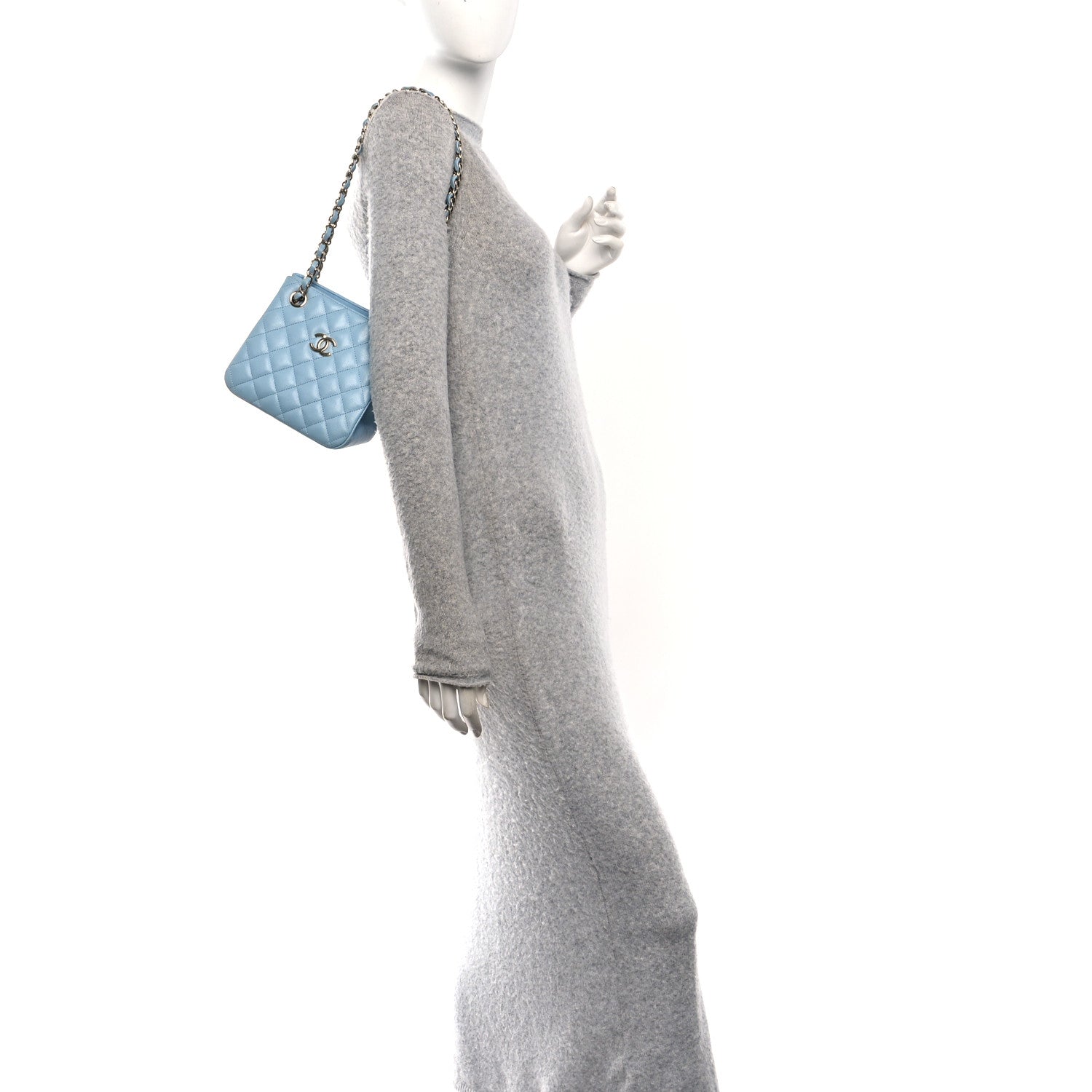 Caviar Quilted Mini Bucket Bag Blue