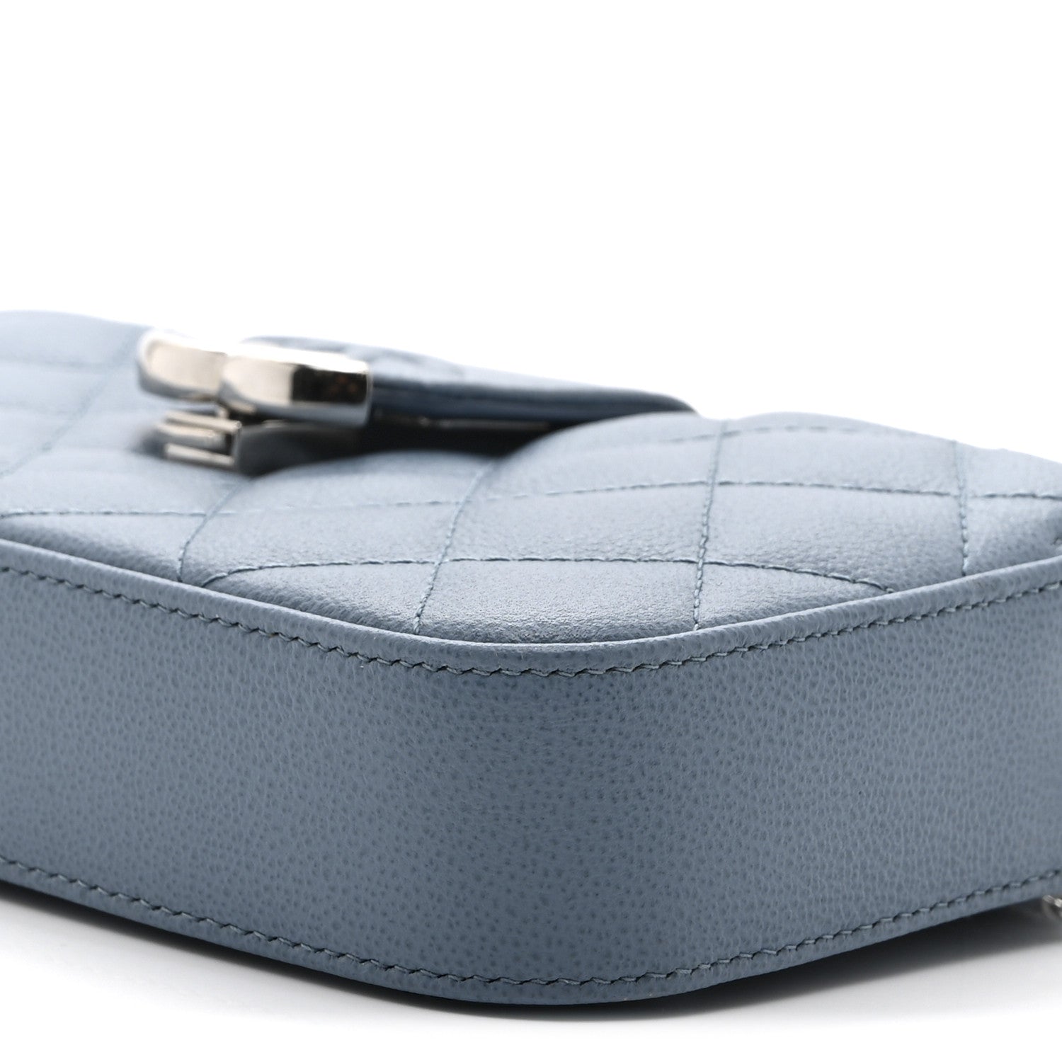 Caviar Quilted CC Box Clutch With Chain Blue
