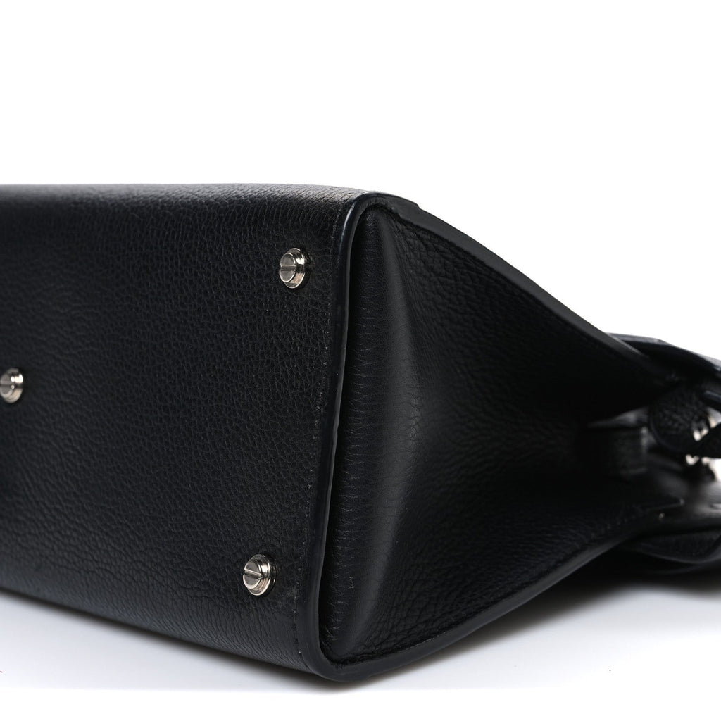 Grained Calfskin Small Horizon Satchel Black