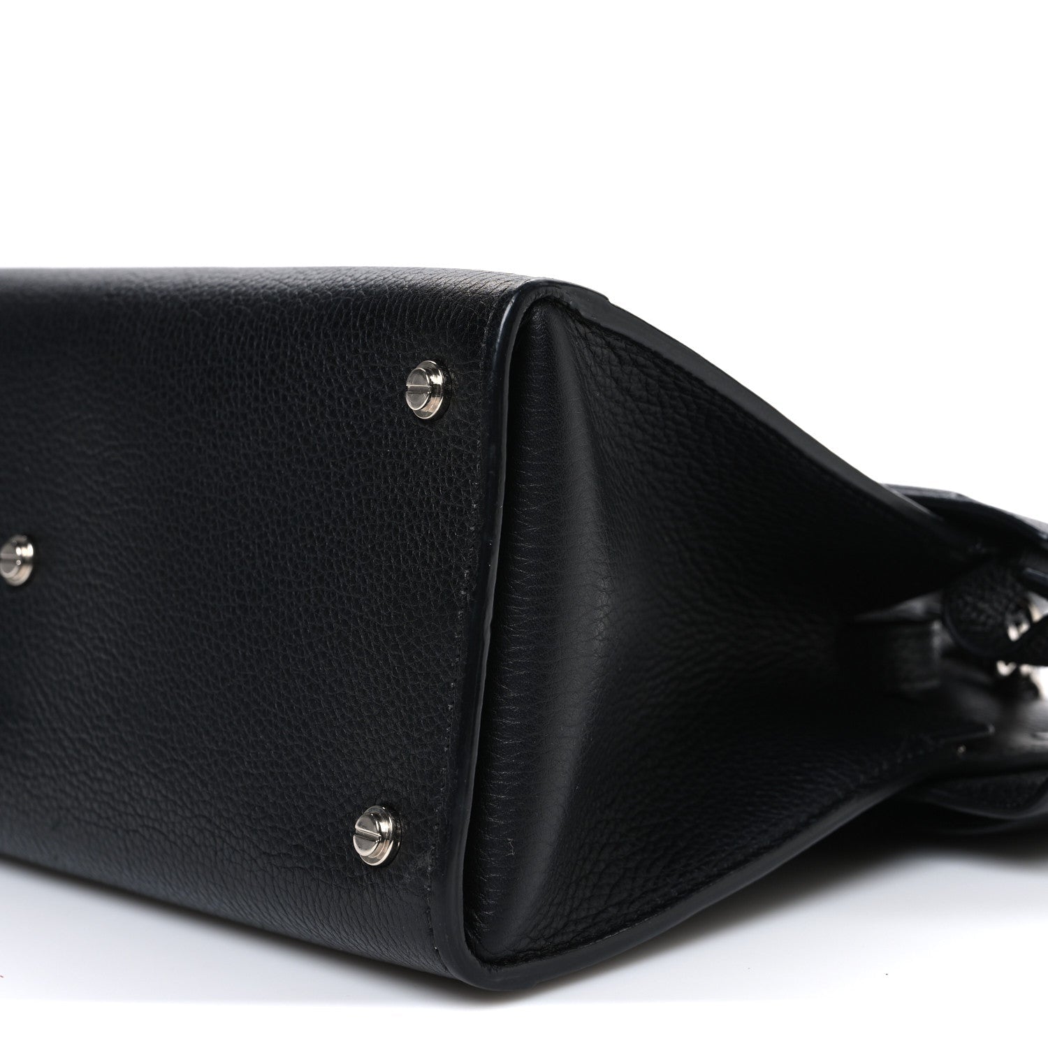 Grained Calfskin Small Horizon Satchel Black
