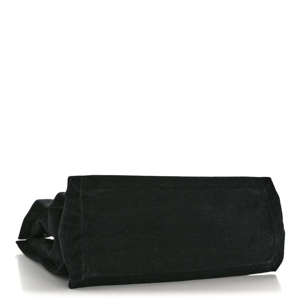 Linen Calfskin Rive Gauche North South Tote Black