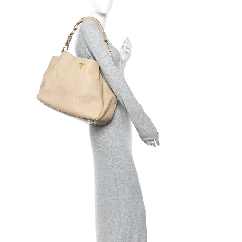 Vitello Daino Side Pocket Hobo Sabbia