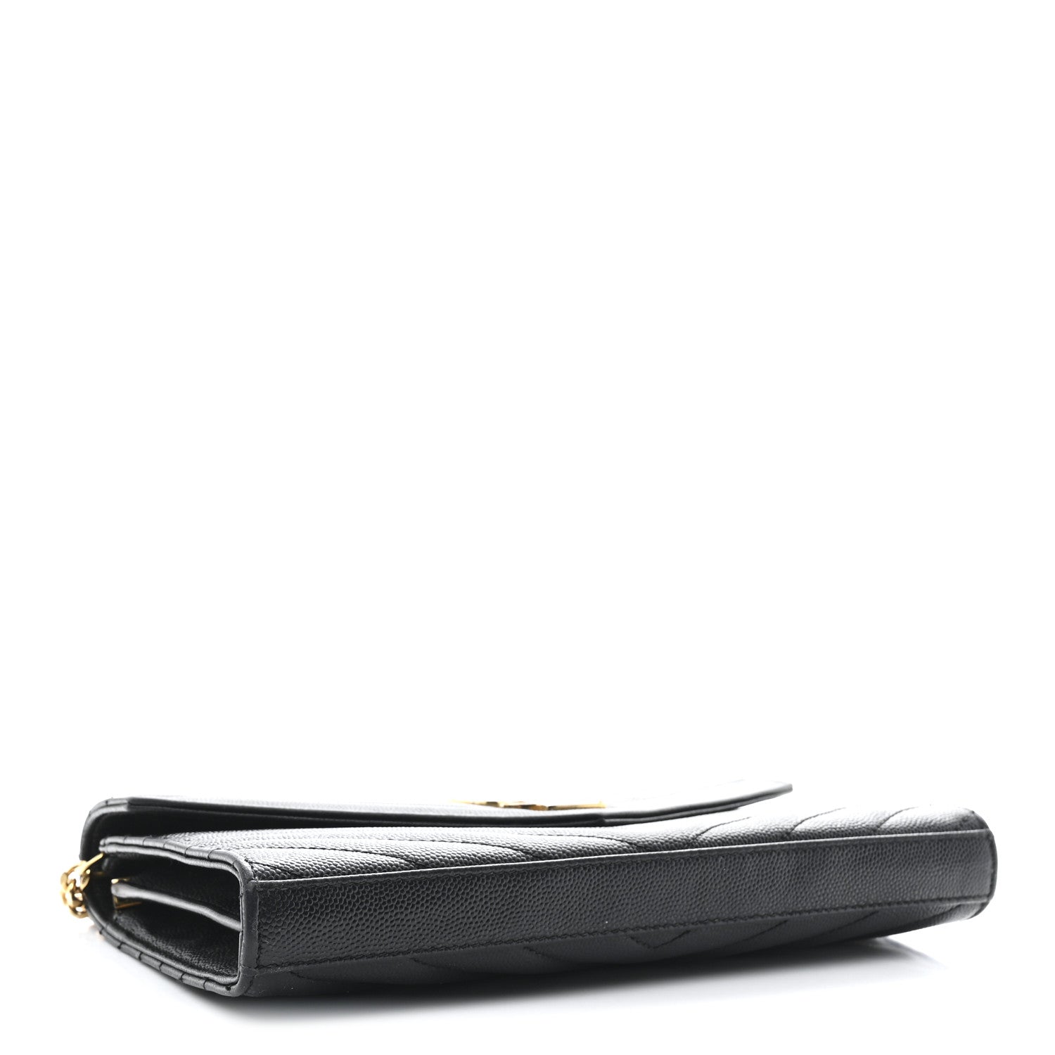 Grain De Poudre Matelasse Chevron Monogram Chain Wallet Black