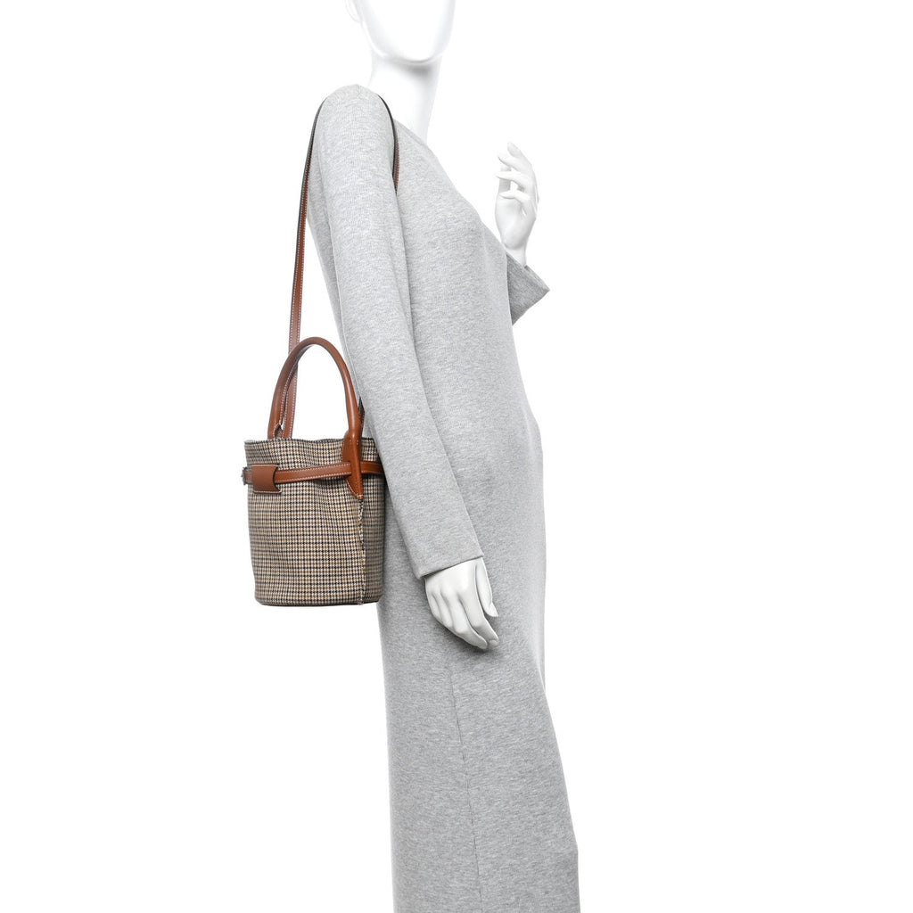 Smooth Calfskin Tweed Nano Big Bag Bucket Tan